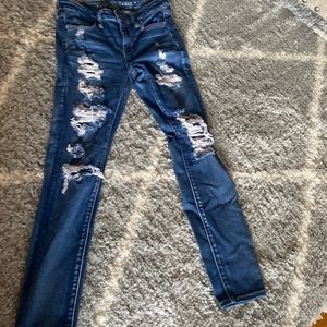 American Eagle patched jeggings
